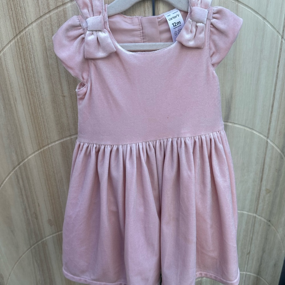Carter's Pink Puff Sleeve Sundress with Crew Neck